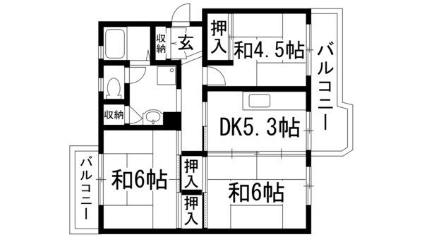 中山五月台3号棟の物件間取画像